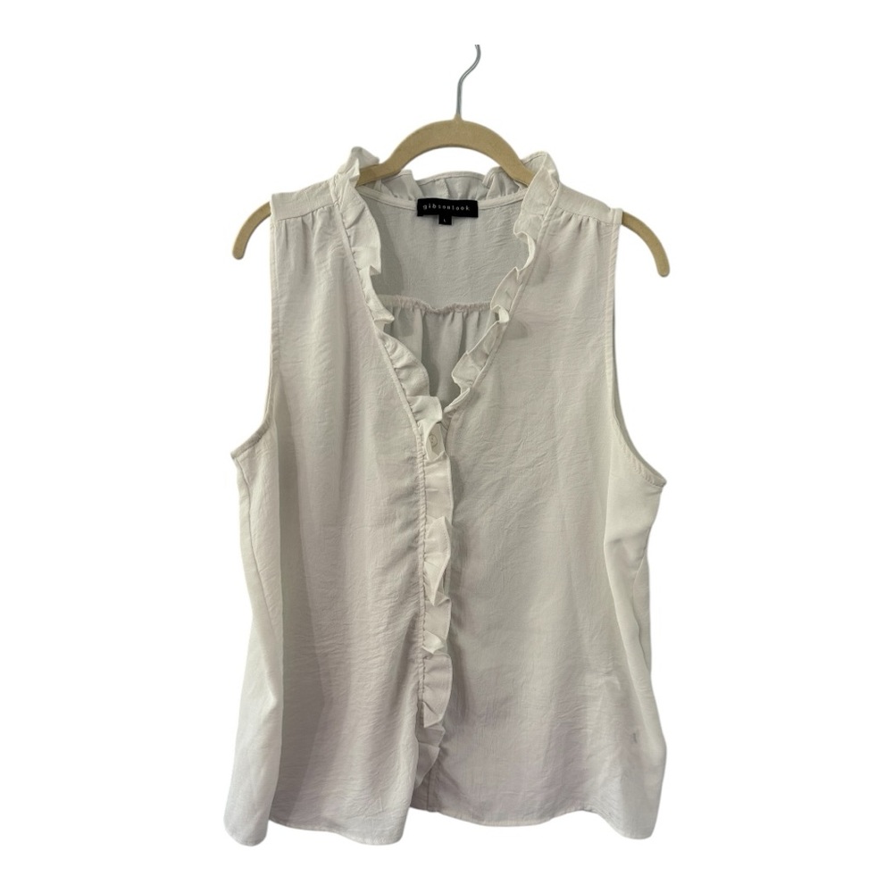 Gibson Cream Ruffle Blouse